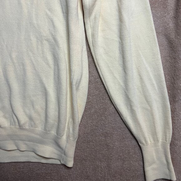 Vtg PGA Tour Sweater Men Large Golf Cotton Made in USA Pale Light Yellow‎ (Z) - Picture 5 of 7